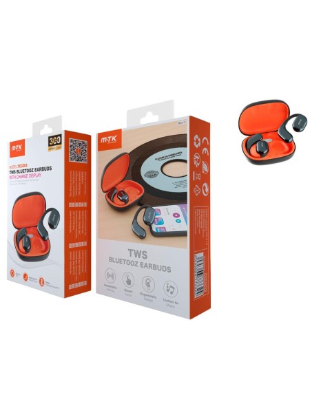 Auriculares Bluetooth 5.3 Boxer TC3253 / Tws / Base de carga / Pantalla Digital / Negro / Mtk / 0352532