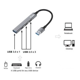 ÷ Hub usb 3.0 equip life usb 1 puerto usb 3.0 3 puertos usb 2.0 carcasa aluminio