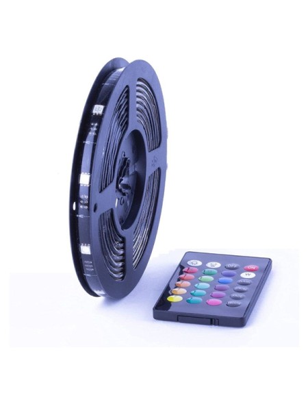 ÷ Tira led konix drakkar aurora 16 colores 4 presets brillo ajustable conectada a fuente kx-dk-led-5m