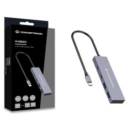 ÷ Hub usb 3.2 conceptronic hubbies13g 2 puertos usb 3.2 usb-c 2 puertos usb-a carcasa de aluminio