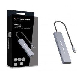 ÷ Hub usb 3.2 conceptronic hubbies14g 4 puertos usb-c 10gbps 100w pd carcasa de aluminio