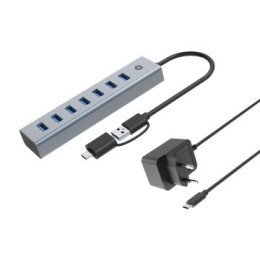 ÷ Hub usb 3.0 conceptronic hubbies21gp 7 puertos  usb-c a  7xusb-a con alimentador