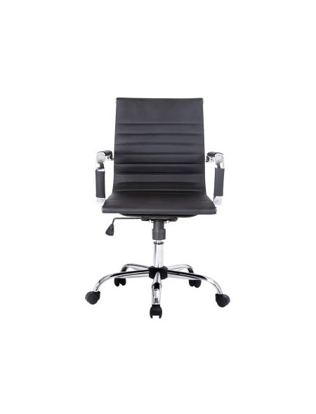 ÷ Silla de oficina equip respaldo medio color negro recubrimiento pu de alta calidad ergonomica