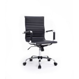 ÷ Silla de oficina equip respaldo medio color negro recubrimiento pu de alta calidad ergonomica