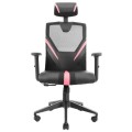 ÷ Silla ergonomica mars gaming mgc-ergo negra con detalles en rosa respaldo en malla transpirable ajus