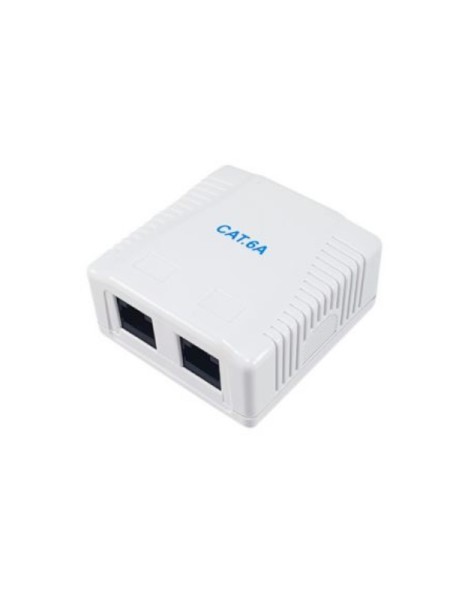 ÷ Roseta de superficie equip 235216 categoria 6a 2 hembra rj45 color blanco